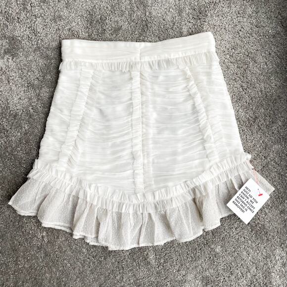NWT!! ASOS White Ruffle Ruched Mini Skirt-Semi Sheer - Picture 8 of 9